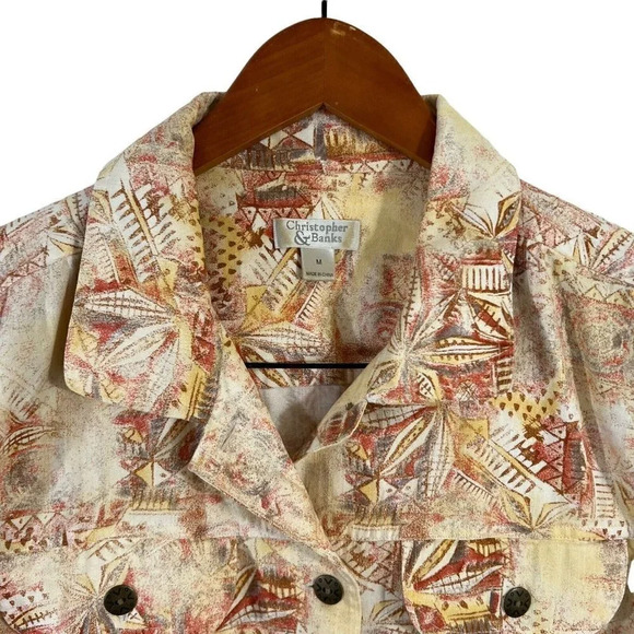 Christoper & Banks Shacket Jacket Shirt Button Up Yellow Rustic Sandy Medium - Picture 3 of 7